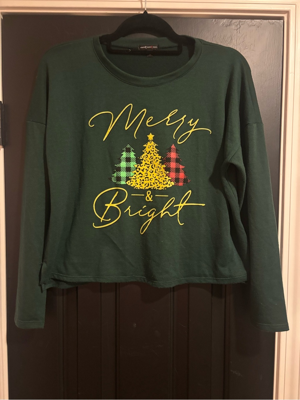 Unbranded Merry & Bright Green Holiday Sweatshirt